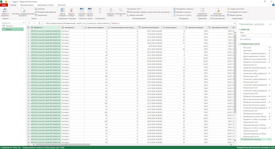 Настройка отчета «Текущие задачи» в MS Excel