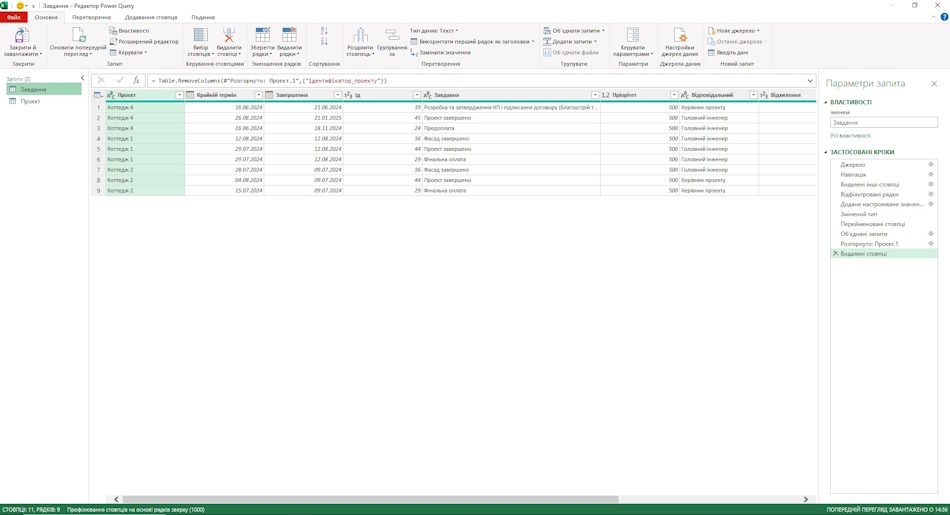 Настройка отчета «Крайние сроки портфеля проектов» в MS Excel